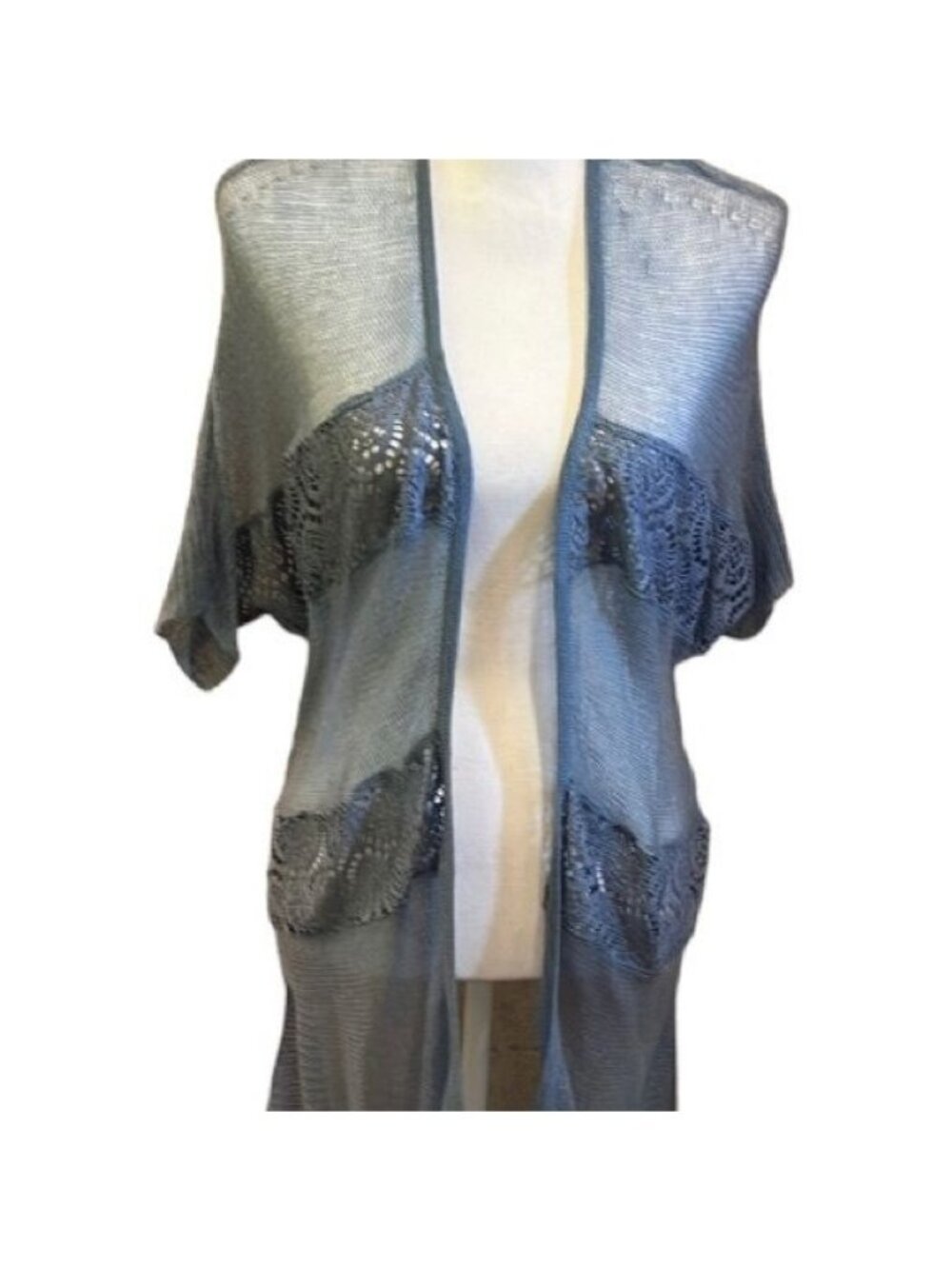 Chico’s Sweater Larkyn Lace Cardigan Western Bluebird Color Small Chico’s 0 NWT - Picture 4 of 13